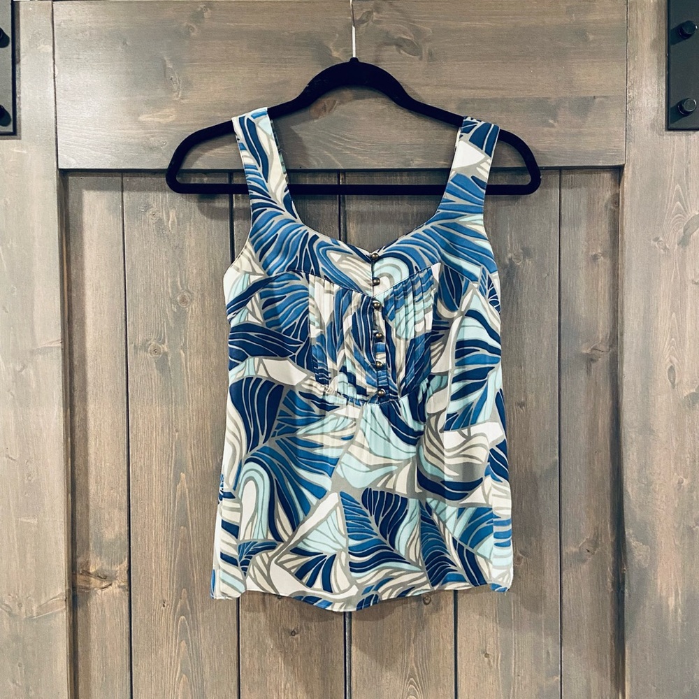 Banana Republic Leafy Blue Top - petite size 00